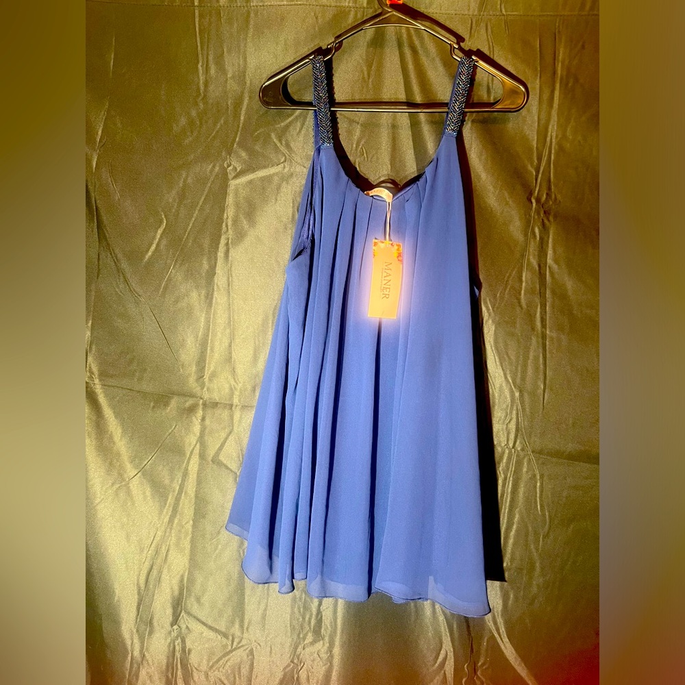 NWT navy blue flare tank top 3XL with beaded straps manner brand